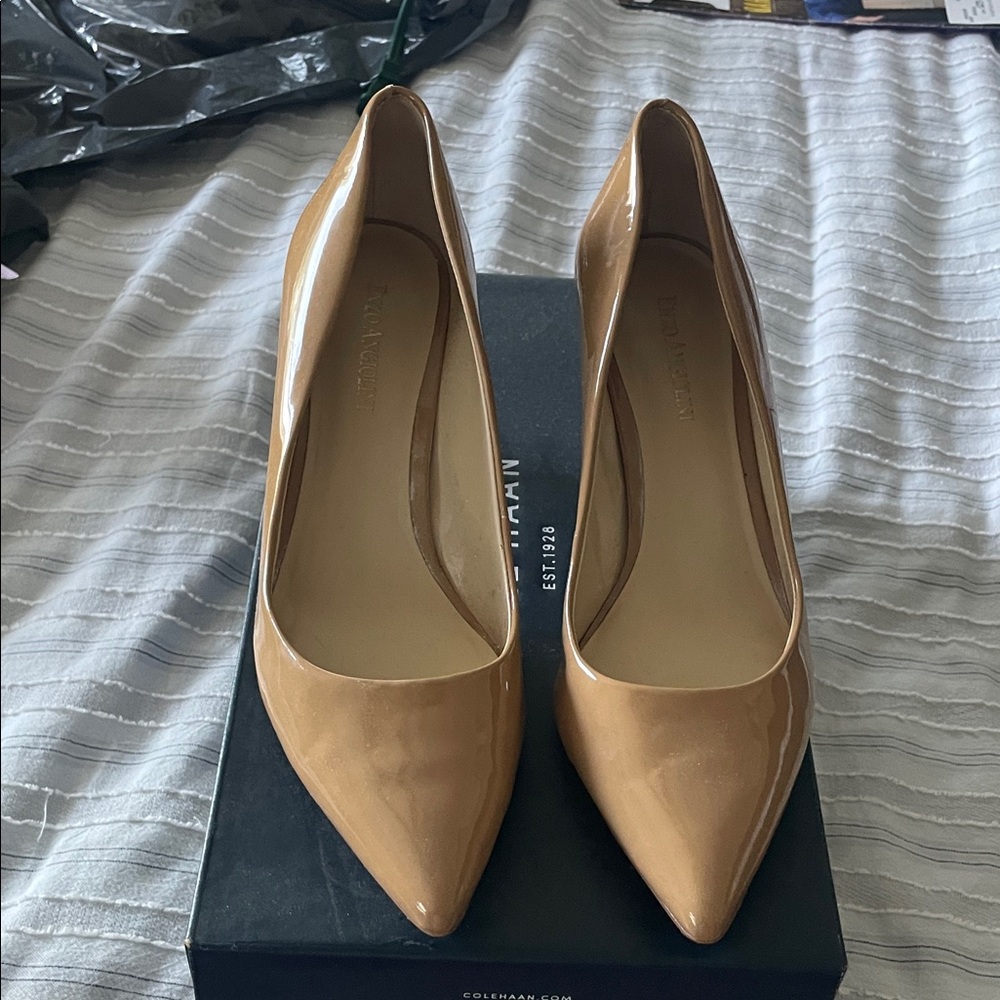 Enzo Angiolini Nude Patent Pointed-Toe Pumps